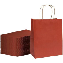 100 rote Kraftpapier-Geschenktüten mit Henkeln