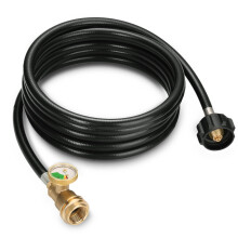 WADEO 12 FT Propane Extension Hose with Gauge & Leak Detector, Compatible with RV, Grill, Heater, Fire Pit, Acme to Male QCC/POL