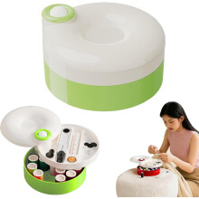 Rotating Magnetic Sewing Kit, 21PCS Portable Travel Sewing Box with Magnetic Needle Holder for Beginners (Green)