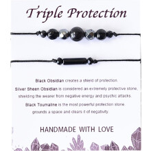 Empathie-Energie-Armband-Set Schwarzer Obsidian Tigerauge
