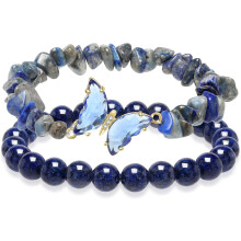 Purple Butterfly Healing Bracelet, Mom Gift Charm Jewelry with Beaded Bracelet for Women