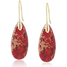 ZLCNatural Healing Stone Fishhoop Dangle Drop Earrings Statement Gold silver earrings