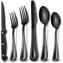 Black Stainless Steel Flatware Set 24-Piece for 4