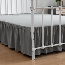 Weißer Bettrock für Queensize-Betten mit geteilten Ecken, 35,5 cm Fallhöhe