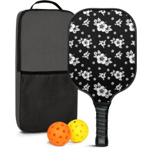Pickleball Paddles Set with Floral Fiberglass Paddles, 2 Balls & Bag – Compatible with Indoor/Outdoor Play