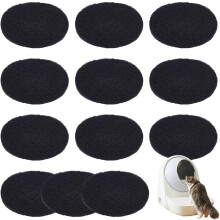 12Pcs Cat Litter Box Replacement Filters Compatible with Dome Replacement Activated Charcoal Filters Cat Litter Box Activated Black