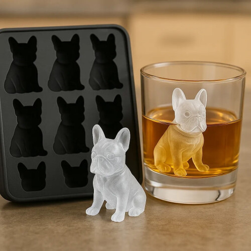 Fransk bulldogg isform, 3D silikonform, 9 håligheter