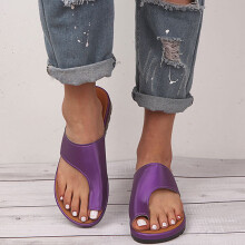 UTTOASFAY Sandals for Women Women Dressy Comfy Platform Casual Shoes Summer Beach Travel Slipper Flip Flops Purple 4.5