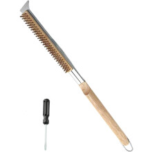 Pizzaovenborstel met schraper en messing borstelharen, 53 cm
