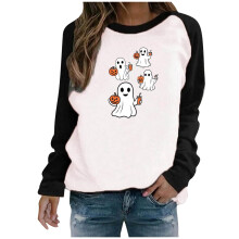 Halloween-Sweatshirt für Damen, Oversize, Rundhalsausschnitt, Plus Size, Langarm, Gruseliger Print, Herbst-Basics, Casual, Home/Outdoor, S-3XL