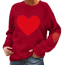 Sweat-shirt à col rond imprimé amour pour la Saint-Valentin, manches longues, pull décontracté – Vêtement d'intérieur doux et confortable,