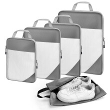 5 Set Compression Packing Cubes - Travel Suitcase Organizers for Efficient Luggage Management, Black