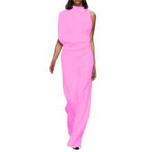 Combinaison Ediodpoh pour femme, couleur unie, pantalon droit, design simple et raffiné, rose XXXL