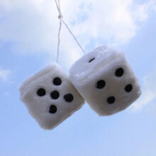1 Pair of Retro Square Mirror Hanging Couple Fuzzy Plush Dice with Dots For Car Interior Ornament Decoration