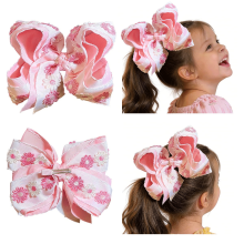 1 stuk 7,5 inch roze geborduurde haarstrik met bloemenmotief, schattig haaraccessoire voor meisjes, geschikt voor feestjes en dagelijks gebruik.