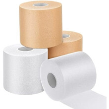 4 Pcs Pre-Wrap Athletic Foam Tape (120 Yds) for Hair, Ankles, Wrists – Beige & White – Compatible with All Sports Wraps
