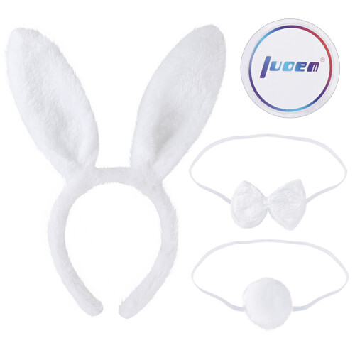 7Stk Bunny Cosplay Set Weiß Mit Haarband, Fliege 1