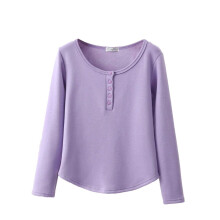 Dames 2025 Thermische Pyjama Top Fleece Gevoerde Nachtkleding Ronde Hals Lange Mouwen Winter Loungewear Zachte Warme Top L-2XL Paars