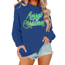 Kersttruien voor dames, ronde hals, shirts met lange mouwen, casual tops, lichtgewicht truien voor de herfst, donkerblauw M