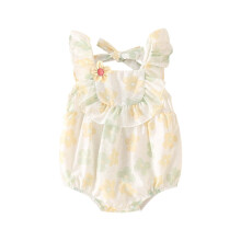 Baby Girl Ruffle Floral Sleeveless Baby Romper Summer Cute Sweet Toddler Princess Climbing Clothes