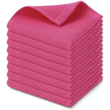 Cotton Waffle Dish Cloths 12x12 Inch 8 Pack Hot Pink