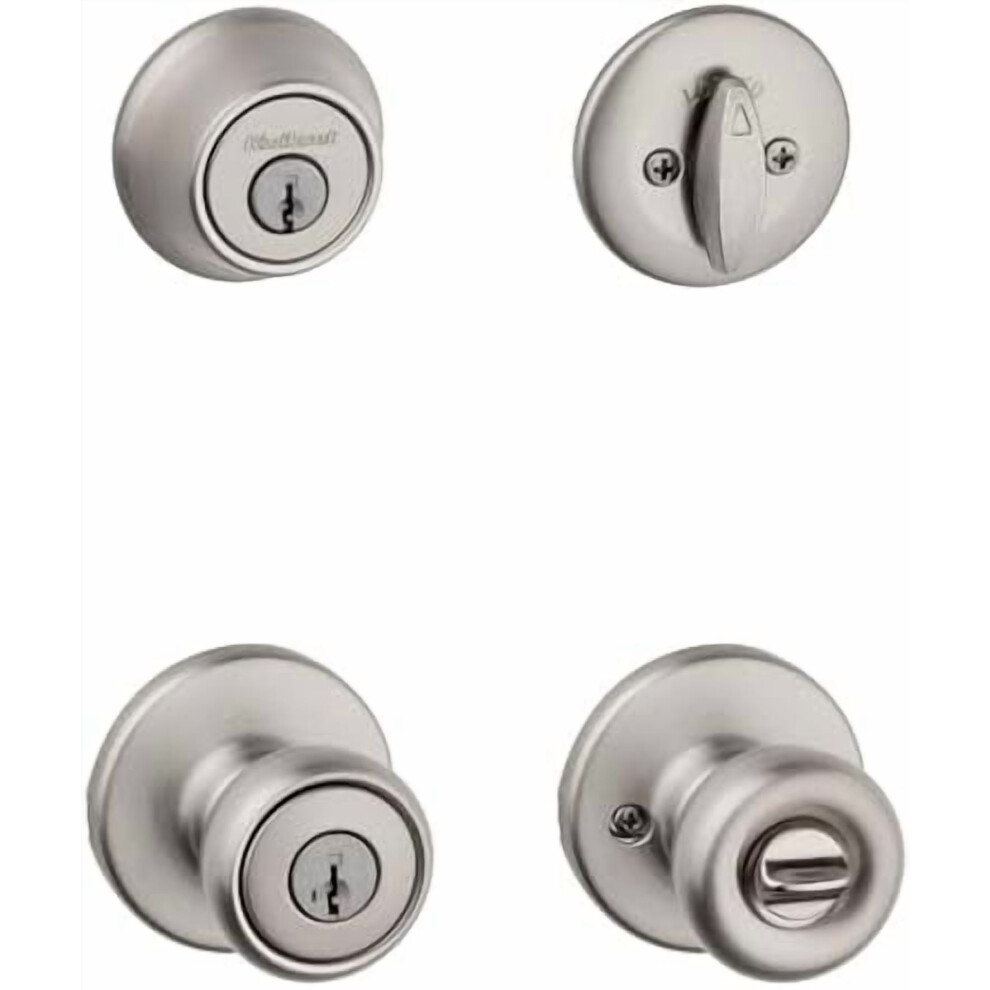 Tylo Front Door Lock Set Â Single Cylinder Entry Knob & Deadbolt, Satin Nickel, Smartkey Security, Microban Protection, Compatible With Standard 9110895700211