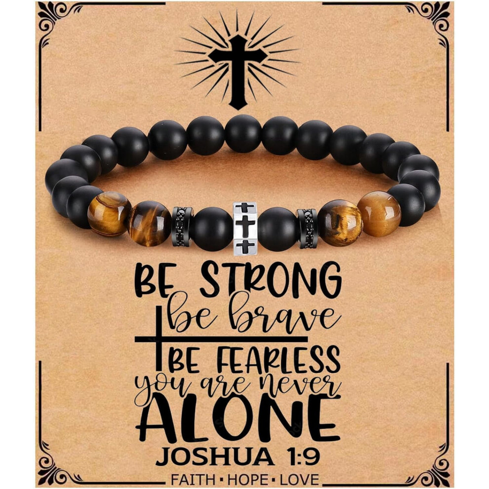 Christian Cross Bracelet for Men â Compatible with Son, Brother, Boyfriend, Father, Dad, Husband â Gift for Father's Day, Birthday, Graduation,
