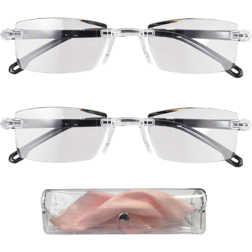 Blue/Light 2 Pcs Of Auto Focus Glasses, Intelligent Zoom Anti- Presbyopia Glass With Case And Glasses Cloth, Smart Zoom Reading Glass