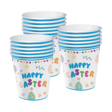 16 vasos de papel de Pascua, coloridos, desechables, bonitos, para fiestas de primavera, para zumos, café y bebidas frías o calientes. Artículos