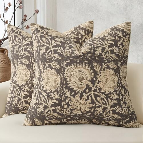 Conjunto de 2 capas de almofada decorativas florais 45x45 cm (18x18 polegadas) cinza