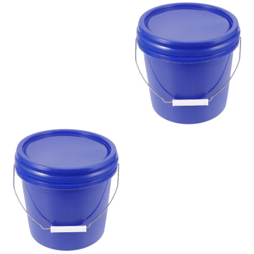 2Pièces Seau Bleu Durable Avec Couvercle 2