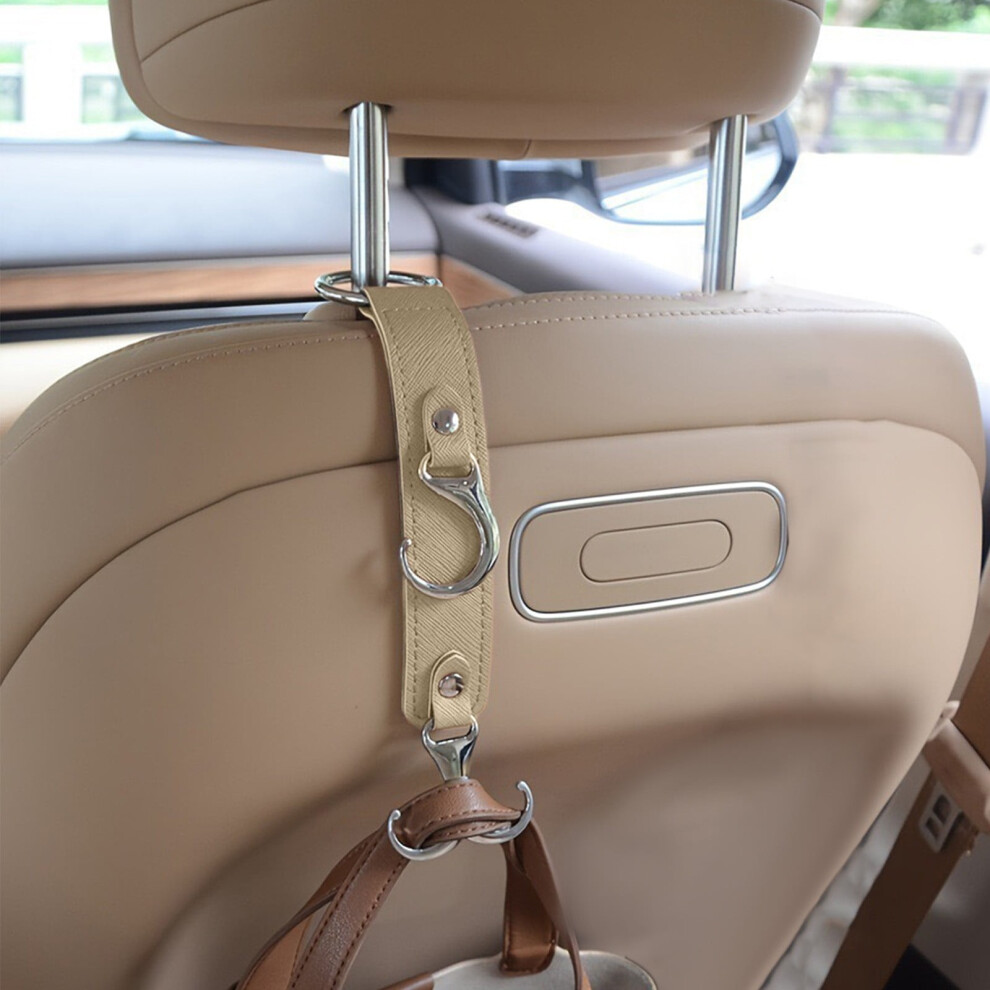 Ankereame Hidden Leather Car Headrest Hooks - Multifunctional Seat Back Hooks, Universal Fit, Easy Install For All Car Models 9557311288395