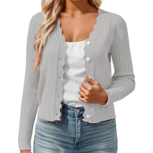 Cardigan-Pullover für Damen, offener, kuscheliger Herbst-Cardigan, mittelschwerer, warmer Winterpullover mit langen Ärmeln und Rundhalsausschnitt,