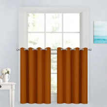 36" Blackout Curtains, Grommet Thermal Drapes for Kitchen/Living Room, W52xL36, Burnt Orange, 2 Panels, compatible with standard rods