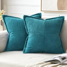 Turquoiseblauwe boho sierkussenhoezen 18x18 inch (2 stuks)