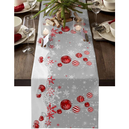 Christmas Cotton Linen Table Runner 13x108 in