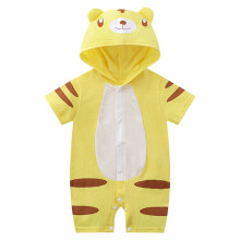 Rompertjes voor peuters en baby's, zomerse jumpsuits met korte mouwen voor meisjes en jongens, jumpsuits met cartoonprint en capuchon, veelzijdige
