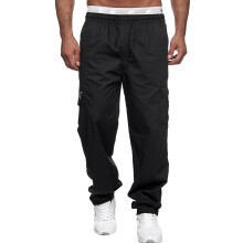 Men's Relaxed Fit Cargo Pants With Stretch Cargo Pant Solid Black Xl