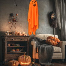 Świecące światło Halloween Ghost – pomarańczowe, 92x26 cm