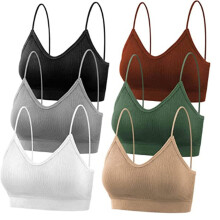 Sportbeha's voor dames, 6-delige set: V-halsbeha, naadloze gewatteerde camisole, bandeau, sportbeha, slaapbeha XL