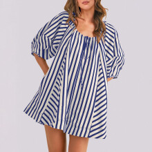 Gestreifter Damen-Jumpsuit mit Shorts, Kordelzug, Taschen, lockerer Schnitt, aus Seersucker, Sommer-Jumpsuit, Größen S-2XL, verschiedene Farben