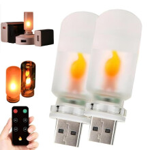Soilse Tae USB Lasrach ag Flickering, Coinnle Gan Lasrach le haghaidh Maisiú Laistigh/Lasmuigh, Cianrialtán, 2 phíosa Sioctha, Ag luí le Cumhacht