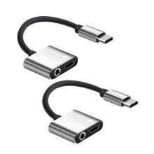 unbranded 2 In Typec Cable Type-c Adapter Headphones Jack to USB Aux Silver
