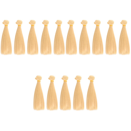 15Pièces Perruques Droites Jaunes Élastiques, Déco DIY Durable 2