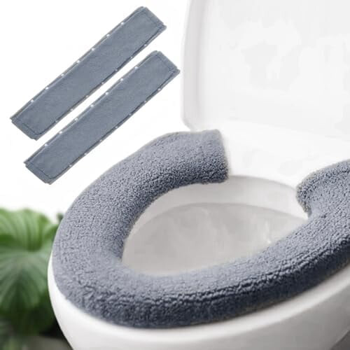 2er-Packung hellgraue Stretch-Toilettensitzbezüge
