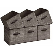 13-Zoll-Aufbewahrungswürfel aus Vliesstoff (6 Stück), faltbare Schrankorganizer mit Doppelgriffen, Walnussfarbe, kompatibel mit UROB033K02