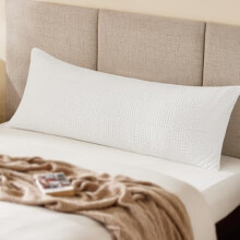 Waffle Weave Fleece Body Pillow Cover20x54", Zipper Closure, Luxury Plush Pillowcase for All Seasons (White)