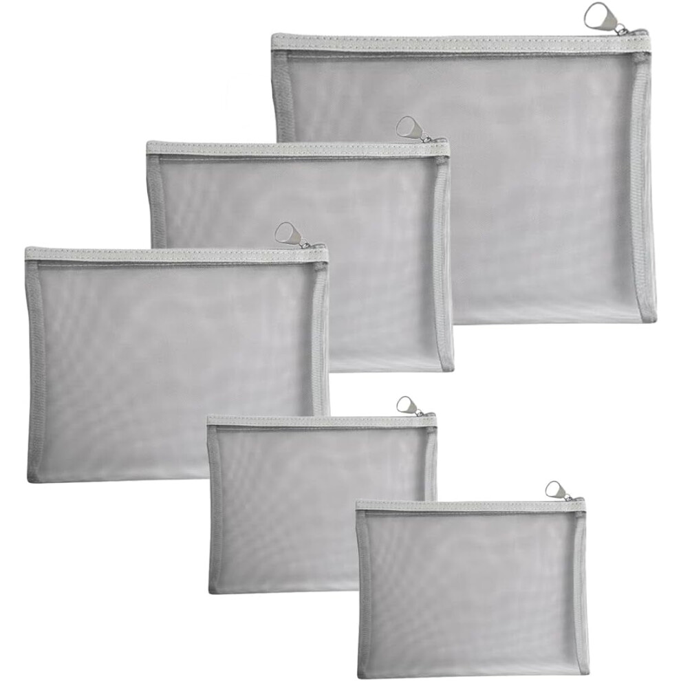 5-Pack Small Mesh Zipper Pouch Bags, Cosmetic Organizer for Travel and Makeup Accessories, Small Mesh Makeup Bag with Zipper for Purse