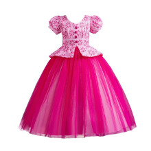 Mikilon Girls Tulle Princess Dress Size 3-11 Years Short Sleeve Layer Mesh Bowknot Dress