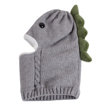 Dinosaur Balaclava Ski Mask & Neck Warmer Set for Toddlers – Warm Knit Beanie Hat, Hooded Scarf, Gray, One Size, Compatible with Kids